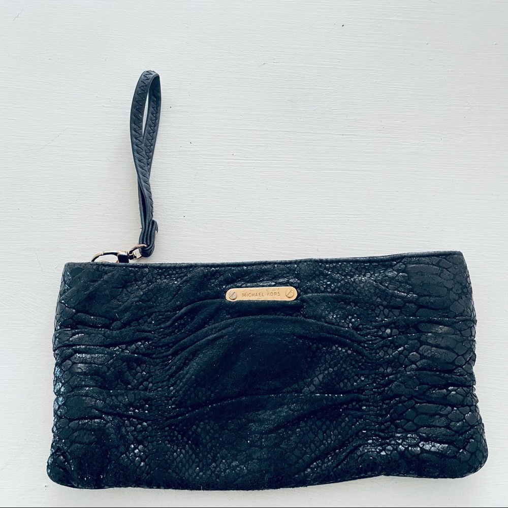 Michael Kors Black Python Embossed Leather Clutch - image 4